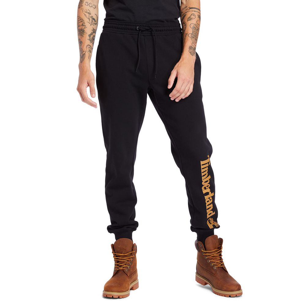 Timberland Mens Pants Logo Sweat - Black - India WQ5213978